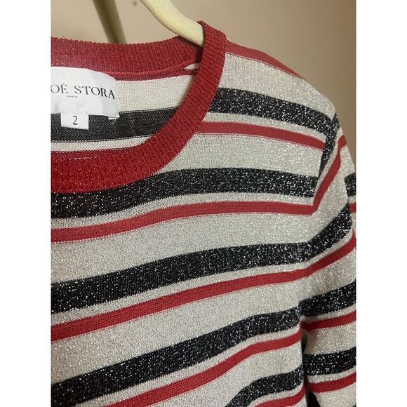 Chloe Stora Striped Sparkle Sweater Sz. 2 (US M) - Picture 3 of 10